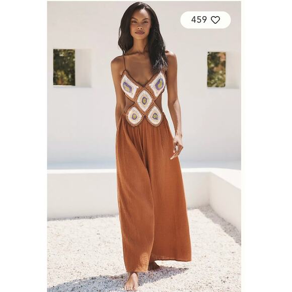 Anthropologie Boho Crochet Twofer Jumpsuit Small NEW